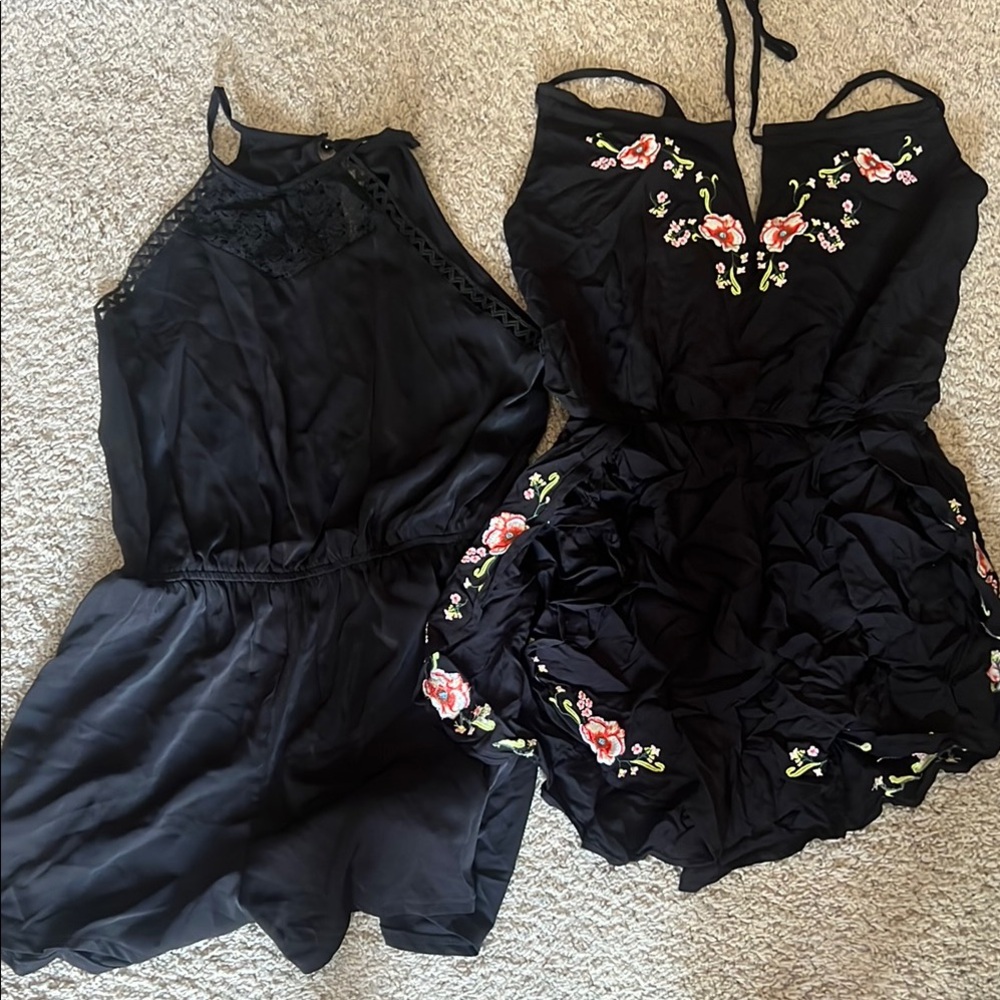Black Rompers Set of 2